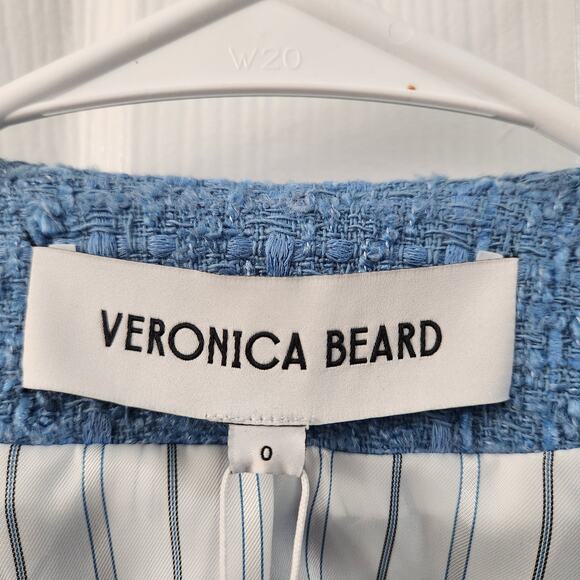 VERONICA BEARD Tweed Agni Dickey Jacket 0 Blue Quiet Luxury Classic Old Money - Picture 4 of 12
